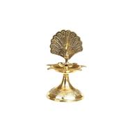 Decorative Diya Deepak Pooja Diya Peacock Design Puja Item Religious Brass Oil Lamp for Pooja Aarti Diya Lighting Pooja Kit Lanterns Lamps Indian Traditional Festival Decor (Size:-Height:-4")(Golden)