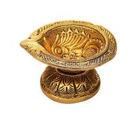 Decorative Diya Deepak Pooja Diya Puja Item Brass Oil Lamp for Indian Traditional Festival Laxmi Poojan Decorations Aarti Lighting Accessories Gift Item Lantern Lamp(Size:-3"X1.5")(Golden)