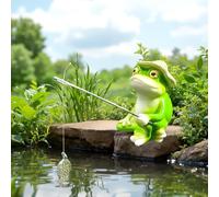 Decorative Fishing Figure Garden Pond Mini Pond Ornament Garden Landscape Frog Ornament Outdoor Decoration for Garden Balcony Patio Garden Pond Gift (Figure