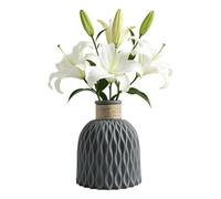 Decorative Flower Vase, Modern Textured Planter Decor with PP Material, Small Bouquet Holder for Living Room Wedding Coffee Table, Elegant Indoor Home Office Desk Shelf Housewarming Gift