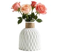 Decorative Flower Vase, Modern Textured Planter Decor with PP Material, Small Bouquet Holder for Living Room Wedding Coffee Table, Elegant Indoor Home Office Desk Shelf Housewarming Gift