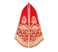 Decorative Ganesh Dupatta Puja Cloth Chunari Pooja Chunar Pooja Items Articles for Indian Traditional Cultural Festival Decoration for God Statue Frame Idol Temple Home Decor(Size:-15" X 5")(Red)