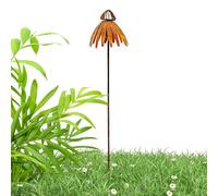 Decorative Garden Stakes - 30 inch Rusted Flower Outdoor Decor Decorative Garden Stakes, Long | Metal Decorations for Lawn Patio Porch Pathway Walkway Landscape Ground Fence Grass Park Backyard