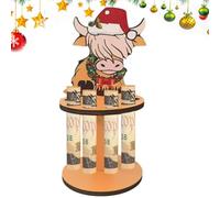 Decorative Highland Cow Cash Holder, Highland Cow Christmas Money Holder for Cash, Festive Ornament with 10 Holes for Holiday Table Decoration and Unique Presentation