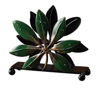 Decorative Iron Leaf Paper Towel Holder - Elegant Vertical Napkin Stand Rustic Green Metal Tissue Dispenser for Restaurants(13.5 * 4.5 * 12cm)