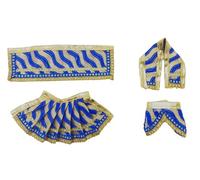 Decorative Laxmi Ganesh Dress poshak vastra Cloth Lehenga Chunari Dhoti Puja Item samgari Radha Krishna Dress Poshak for Durga Devi Statue Idol Statues Pooja Decor Decorations(Size:-2")(Blue)