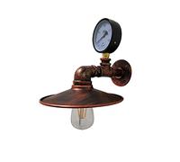 Decorative Lights Retro Nostalgic Wall Lamp Industrial Aisle Wall Light Pressure Gauge Water Pipe Nordic Iron Art Wall Sconce Kitchen Restaurant Cafe Bar Livi (Red Rust)