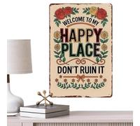 Décorative Mon Endroit de Bonheur - Décoration Murale Florale Style Vintage Ne le Gâchez Pas - Murale Décorative - Convient Pour Intérieur Extérieur Chambre Salon Couloirs Cours Et