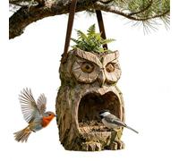 Decorative Owl Feeder - Resin Bird Feeding Station, Weather Ready Design with Stable Base, Sculpted Resin Garden Accent, Outdoor Feeder with Realistic Style, Bird Decor for Yard Patio