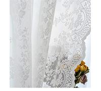 Décorative Rideaux Voilage Imprimes Fenêtre Design Moderne Uni à Oeillets Fenêtre Draperie Intérieur Dentelle Blanche Elegant Vintage pour Salon Chambre,2 Pièces, (L140 x H240cm)