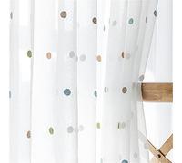 Décorative Rideaux Voilage Imprimes Fenêtre Design Moderne Uni à Oeillets Fenêtre Draperie Intérieur Points de Couleur Elegant Vintage pour Salon Chambre,1 Pièces, (L270 x H213cm)