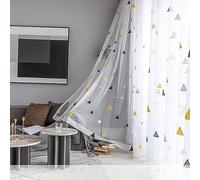 Décorative Rideaux Voilage Imprimes Fenêtre Design Moderne Uni à Oeillets Fenêtre Draperie Intérieur Triangle géométrique Elegant Vintage pour Salon Chambre,2 Pièces, (L140 x H240cm)