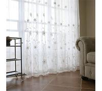 Décorative Rideaux Voilage Imprimes Fenêtre Design Moderne Uni à Oeillets Fenêtre Draperie Intérieur Fleur Blanche Elegant Vintage pour Salon Chambre,2 Pièces, (L140 x H260cm)