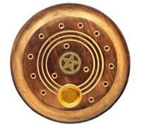 Decorative Round Pentagram Wooden Incense Burner Ash Catcher IF225