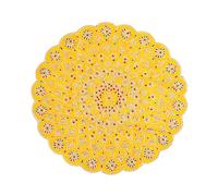 Decorative Round Velvet Pooja Cloth Mat Aasan Cloth with Sequence Work for Multipurpose Pooja Indian Traditional Festival Laxmi poojan Diwali Decorations Item Article Home Decor(Size-21"X21")(Yellow)