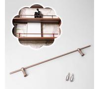 Decorative Shelf Rails with Rod/ 2 Posts/Screws, Metal Shelf Guard Rail 8 10 12 14 16 24 36 in, Customizable Long Round Tube Railing for Cabinet(Coffee,24in/61cm)
