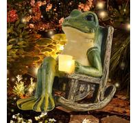 Decorative Solar Garden Frog,Outdoor Garden Decoration Frog with LED Lights,Waterproof Resin Frog Figurine,Outdoor Garden Statue