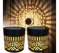 Decorative Solar Mandala Lights, Metal Solar Powered Outdoor Waterproof Deck Step Wall Lights, Mandala Theme Waterproof Fence Light for Garden Post Patio Backyard Decor