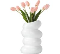 Decorative Spiral Vase White Mini Tulip Vase for Living Room Kitchen Office