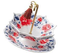 Decorative Tea Filter Infuser Set with Stunning Ceramic Tea Strainer Leak Prevention Creative Umbrella Infuser Experience Filter Residues Kung Fu Filter Table Accessory Home Decor (Red)