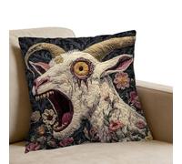 Decorative Throw Pillow Covers - 45x45cm Soft Cushion, Funny Cotton Cover, Washable Decorative Pillow with Screaming Goat Print | Bedroom Couch Sofa Chair Bed Car Office Dorm Apartment Farmhouse