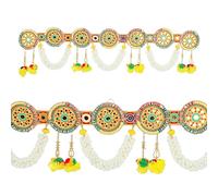 Decorative Toran Door Hanging Artificial Bandanwar Design Beads Wall Toran Hanging Main Entrance Home Temple Living Room Indian Traditional Festival New year Decorations(Size:-48"X5")(Multicolour)