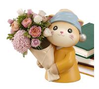 Decorative Vase - Resin Kitten Figurine Design, Handmade Aesthetic Ornament, Elegant Cat Inspired Centerpiece, Durable Lightweight Material | for Home Workplace Entryway Dining Table Living Room Shelf