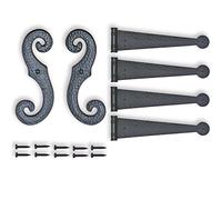 Decorative Vinyl Shutter Hinges and S Holdback Hooks for Exterior Decorative Shutters, Black (Set) by Perfect Shutters