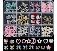 Décoratives pour Nail Art, Breloques pour Ongles en Forme d'arc 3D, Accessoires nail art chat KT mignons, Set de Décoration DIY