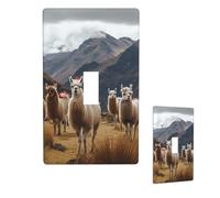 Decorator Plaque murale 1 interrupteur à bascule Taille standard 11,4 x 7 cm Plaque murale à bascule simple cache-prise lamas dans les Andes Couvercle d'interrupteur pour prises électriques Décoration