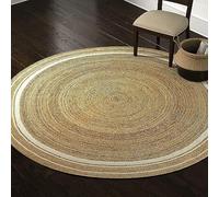 DecorAvenue Indian Handmade Handwoven Braided Jute Area Rug(Off White,2' x 2' Round)