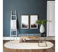 DecorAvenue Tapis indien en jute tressé à la main pour intérieur et extérieur, salon, chambre à coucher, couloir, entrée (blanc cassé, 90 x 150 cm, ovale)