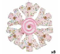 Krist+ Décoration de Noël Flocons de neige Blanc Rose 17 x 6 x 17 cm (8 unités)