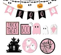 Decorazioni Per La Tavola Di Halloween - 13-Pieces Guirnaldas De Hallowee | Decoración Cuchillo Pancarta Accesorios | Decorazioni Per Mensole Di Halloween | Centrotavola In Legno Spettrale A Tema Fan