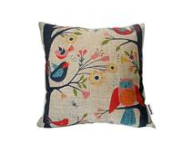 Decorbox Retro Cotton Linen Square Throw Pillow Case Decorative Cushion Cover Pillowcase Cute Birds on Tree 18 "X18 "