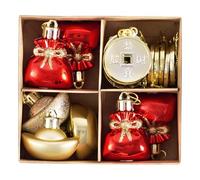 DecorbyHannah Décorations de Nouvel An lunaire chinois 2026, 18 carats - Décorations de Noël incassables pour petit arbre avec sacs porte-bonheur, pièces en cuivre, lingots dorés, rouge et doré, pour