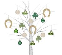 DecorbyHannah Ensemble de décorations de sapin de Noël en forme de trèfle à suspendre en or vert 45 carats - Incassable - Trèfle porte-bonheur à suspendre pour fête irlandaise