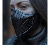 Decords Masque Cyberpunk | Masque tactique de guerrier futuriste | Masque de science-fiction imprimé en 3D | Masque Cyber Ninja post-apocalyptique | Masque d'assassin | Couleur principale : noir mat