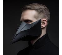 Decords Masque de corbeau Techno noir imprimé 3D | Masque à bec portable imprimé en 3D | Masque cyber gothique de style médecin de la peste pour cosplay et affichages | Couleur principale : bleu