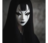 Decords Masque fantôme japonais | Masque d'horreur Cosplay | Masque de théâtre imprimé 3D | Masque gothique fantôme hanté Halloween | Masque d'esprit effrayant gris acier