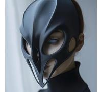 Decords Masque futuriste imprimé 3D | Masque gothique de science-fiction | Design moderne abstrait du visage | Art d'impression 3D unique | Accessoire de costume d'Halloween | Couleur principale