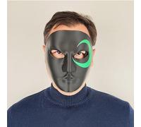Decords Masque intégral pour cosplay | Masque noir imprimé 3D avec détails yeux verts | Accessoire de costume d'Halloween | Ajustement réglable pour adultes | Couleur principale : vert