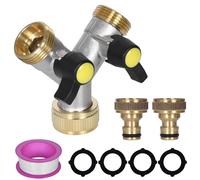 DecorDwell 2 Voies Raccord en Y Répartiteur de Robinet Y-Distributeur 3/4" Robinet Double en Laiton Robuste avec Interrupteur Séparé, pour Machine à Laver Tuyaux d'alimentation Extérieur Jardin