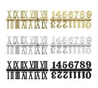 DecorDwell 6 Numéros d'Horloge à Fabriquer Inclure Chiffres Arabes et Chiffres Romains Numéros d'Horloge Numérique DIY pour Remplacement Réparation Accessoires d'Horloge Or, Argent, Noir