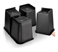 DecorDwell Lot de 4 Rehausseurs Meubles Carrés Rehausseurs de Lit Robustes de 10/15/20cm, Hauteur de Levage pour Canapé, Chaise, Bureau, Table, Bibliothèque, Gewichtskapazität 2721,6g, Noir (8 Zoll)
