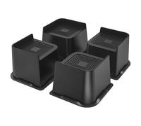 DecorDwell Lot de 4 Rehausseurs Meubles Carrés Rehausseurs de Lit Robustes de 10/15/20cm, Hauteur de Levage pour Canapé, Chaise, Bureau, Table, Bibliothèque, Gewichtskapazität 2721,6g, Noir (4 Zoll)