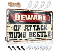 Decore Farmhouse Signs Trespassing | Beware Of Attack Dung Beetle Retro Western Bar Decoration (20 x 30 cm)