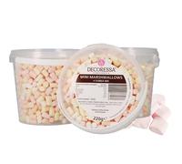 DECORESSA Lot de 3 mini guimauves de 220 g, mélange coloré dans un mini seau, quantité totale de 660 g, idéal pour de nombreuses utilisations