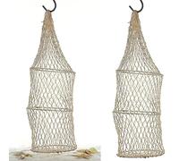 Décoreuse - 3 anneaux - Coton et métal - 15 x 50 cm - Filet de pêche décoratif cylindrique - Décoration maritime (1 x roseuse 16 x 50 cm)