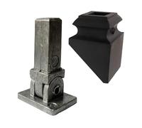 Decorex Hardware Connecteurs pivotants en aluminium et patins inclinés inclinés pour balustres carrés de 1,27 cm - Kit de rampe d'escalier pour bricolage - 10 connecteurs et 10 sabots noirs satinés